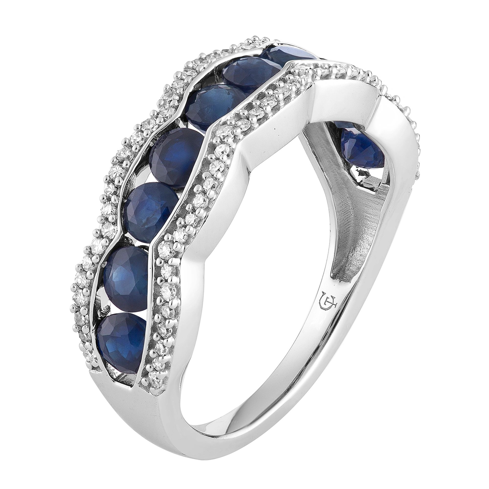 10k White Gold Sapphire & 1/4 Carat T.W. Diamond Ring