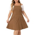thumbnail image 1 of Vestido de mezclilla de talla grande Agnes Orinda para mujeres, monos con tirantes ajustables, faldas 1X marrón, 1 of 5