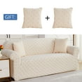 thumbnail image 3 of Dowbom Sofa Cover for 1 2 3 4 Seater,Stretch Sofa Slipcover with 2 pcs Pillow Covers Furniture Protector Anti-Scratch thick Jacquard Couch Cover for Pets Kids-S(90-140cm)-Beige, 3 of 8