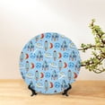 thumbnail image 6 of Daiia Cartoon Rocket With Space Printed Pattern Ceramic Plate Dinner Plates Bone China Decorative Plates with Display Stand Art Ceramic Ornaments for Wall Hanging Decoration-8in, 6 of 6