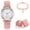 Pink PK, variant on Giunmcul Women's Classic Quartz Watch with Luminous Dial, Frosted Leather Strap, Retro Small Round Women's Watch with Bracelet and Box
