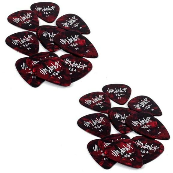 Dunlop Guitar Picks  24 Pack  Celluloid  Red Pearloid  Medium .73mm