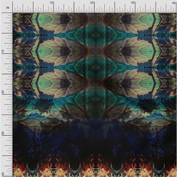 Soimoi Cotton Voile Fabric Artistic Waves Panel Decor Fabric Printed Yard 42 Inch Wide