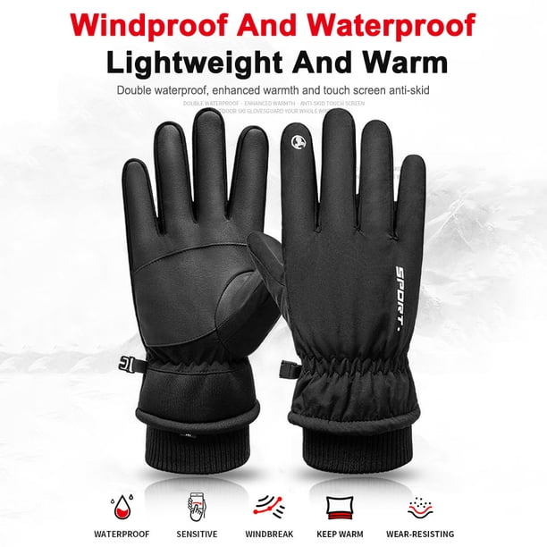Guantes Térmicos Guantes Térmicos Esquí Guantes de esquí pantalla táctil impermeable ciclismo invierno polar calentador guantes (negro L)