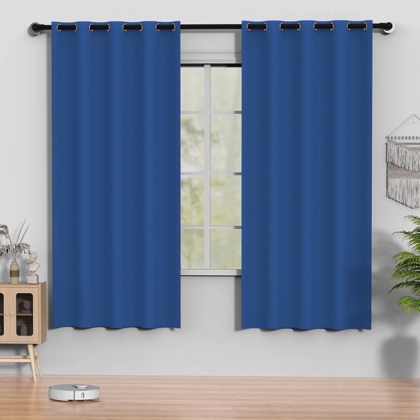 Cortinas Blackout Azules 52 x 72 Pulgadas, Juego de 2 Cortinas Negras con Ojales Aisladas Térmicamente, Reducen el Ruido y Oscurecen la Habitación para Recámara, Sala de Estar, Protección de Privacid