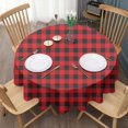 thumbnail image 3 of Red Black Checkerboard Checkered Pattern Round Tablecloth 60"x60",Wrinkle Wipeable Table Cloth for Kitchen Dining Room Picnic Patio Party, 3 of 6