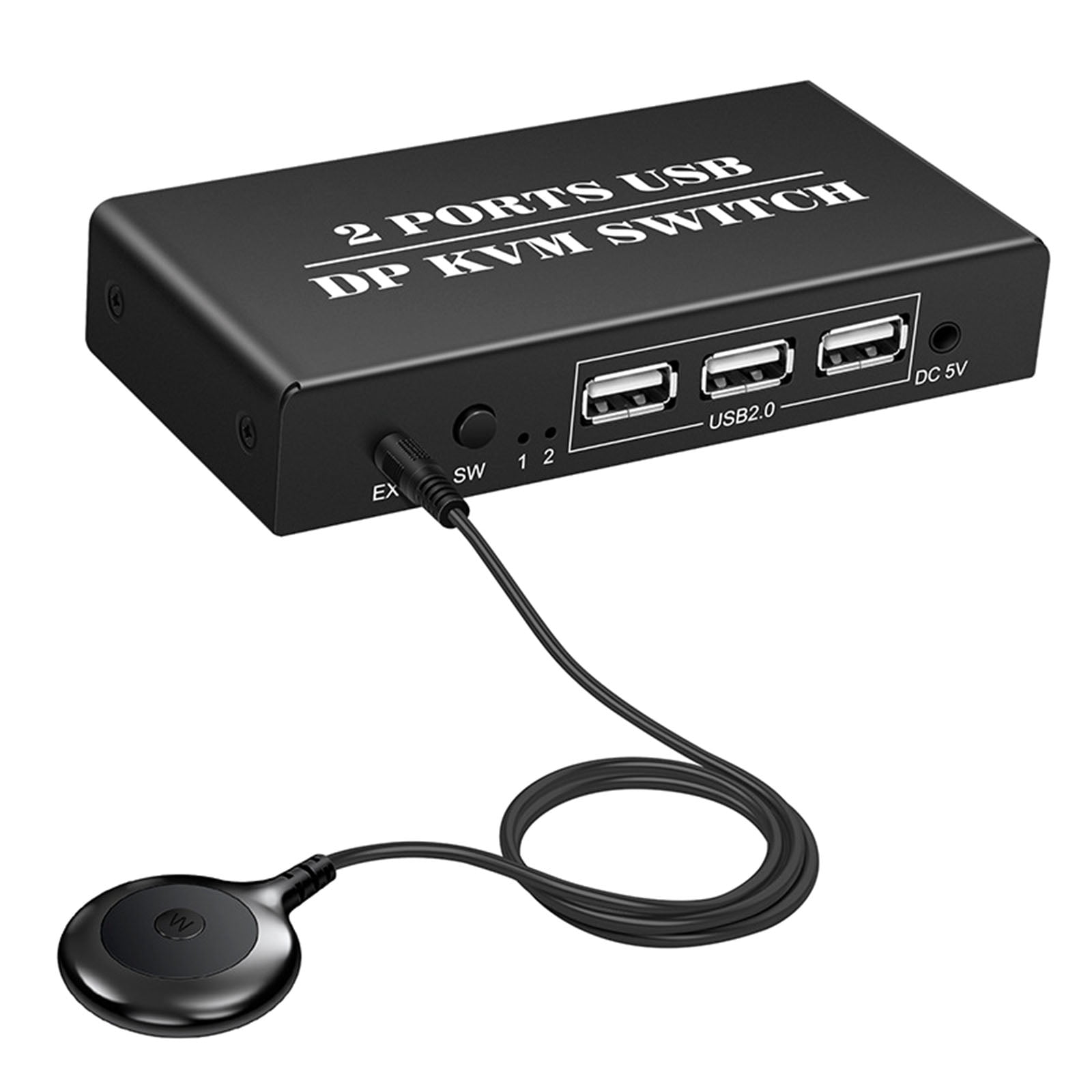 HEMLBOYW 4K60Hz 2 to 1 KVM Switcher DisplayPort KVM 2 In 1 Out for Two Computer Hosts Share Keyboard and Mouse with Cable