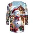thumbnail image 5 of Fashion Fall Saving LiMoi Women's Holiday Snowman Graphic Blouse 3/4 Sleeve Round Neck Comfort Fit Shirt Tees Tshirts Tops for Women My Items, 5 of 5