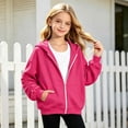 thumbnail image 2 of felwors Girls Lightweight Zip-Up Hoodie for Kids Soft Casual Hooded Sweatshirt (Hot Pink,8-9 Years), 2 of 5