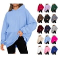 thumbnail image 1 of Chandail en Molleton pour Femmes Chandails en Molleton à Capuche Unis Décontractés Manches Longues Chandail Tops Ndbuld Décontracté Noël Uni Col Rond Manches Longues Chandail Blouse Chandail en Molleton Bleu Clair 4TG, 1 of 8