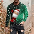 thumbnail image 2 of Aimik Men's Christmas Shirt Long Sleeve Crewneck Ugly 3D Xmas Tree Graphic Casual T Shirt Pullover Sports Tops Blouses-Mint Green XL, 2 of 5