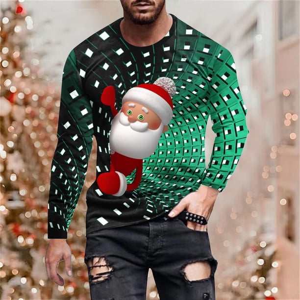 Blusas y camisas de manga larga con cuello redondo para hombre, estilo casual, cuello redondo, manga larga, camiseta estampada de Halloween, blusa de poliéster para hombre.