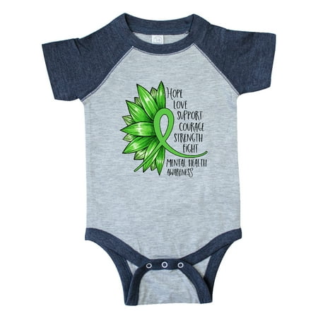 

Inktastic Mental Health Awareness Green Sunflower Ribbon Gift Baby Boy or Baby Girl Bodysuit