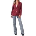 thumbnail image 2 of Blazer de mujer INSPIRE CHIC con solapa muesca, de manga larga, de un solo botón, chaquetas de traje de trabajo, color rojo vino, 2 of 6