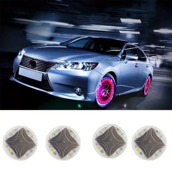 Hotpom Car Tire Wheel Lights, Solar Powered LED Tire Valve Caps for Cars, Motorcycles, Trucks Enhanced Night Visibility & Safety, car Accessories