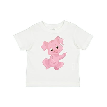 

Inktastic Cute Pink Pig Waving Gift Toddler Boy or Toddler Girl T-Shirt