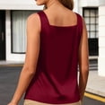 thumbnail image 5 of Women's Satin V Neck Wide Strap Tank Tops Solid Color Loose Casual Shirts For Work Party And Vacation, 5 of 6
