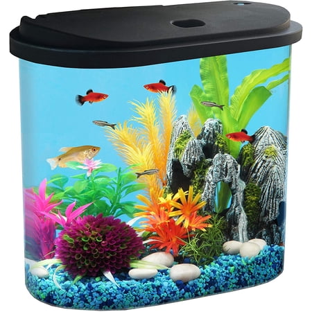 Koller Products AquaView 4.5-Gallon Aquarium Starter Kit with Full Filtration and LED Lighting (7 Dazzling Color Selection), Ideal for a Variety of Tropical Fish