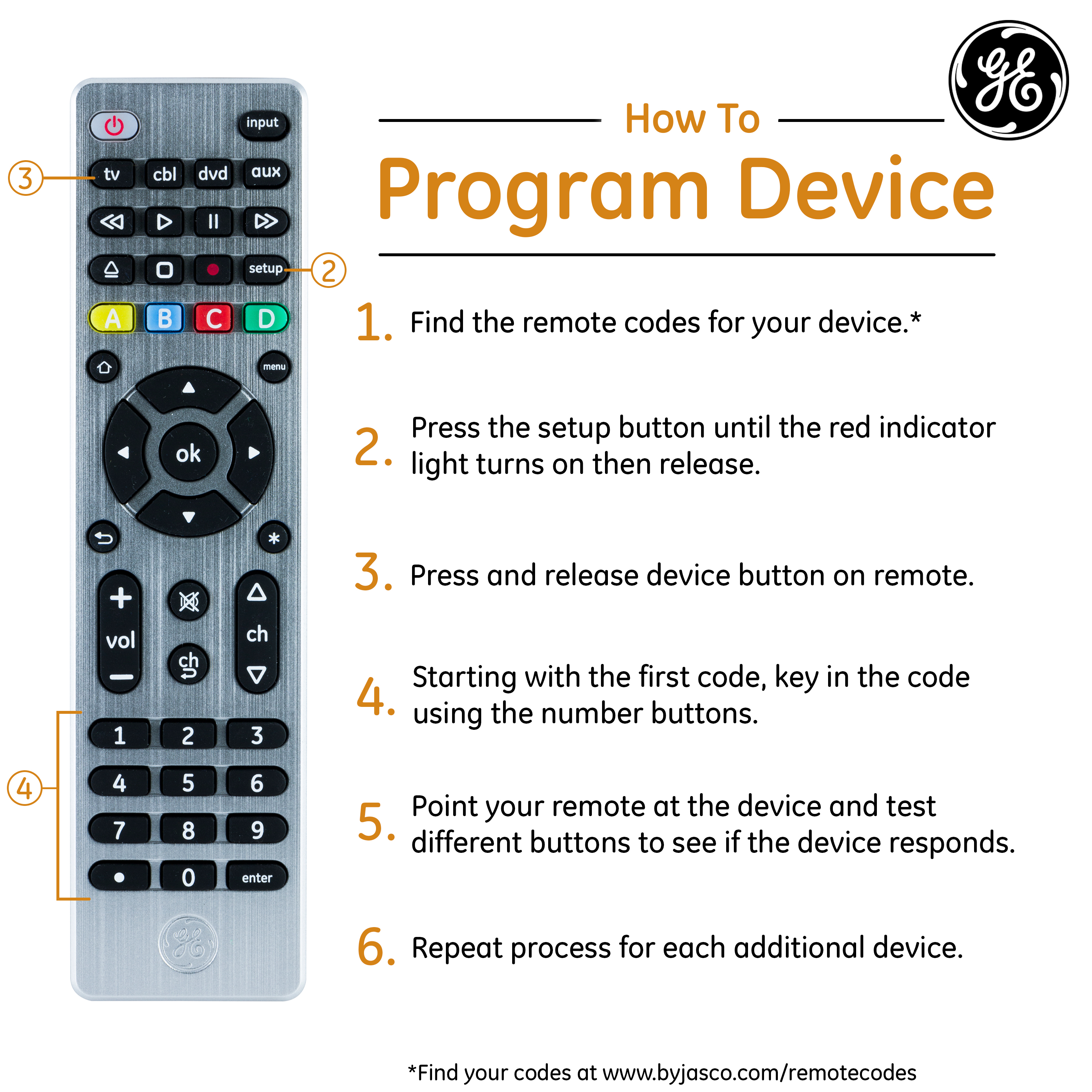 GE 4-Device Universal Remote Control, Brushed Silver photo 4