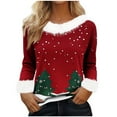 thumbnail image 2 of Craaazy Women's Christmas Shirts Long Sleeve Crew Neck Christmas Graphic Tops Gifts, 2 of 7