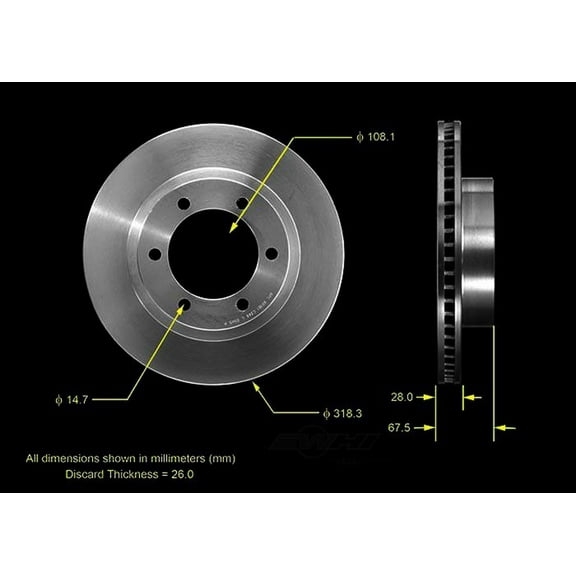 BENDIX PRT5458 Bendix Brake Rotor Fits select: 2005-2013,2015-2019 TOYOTA TACOMA