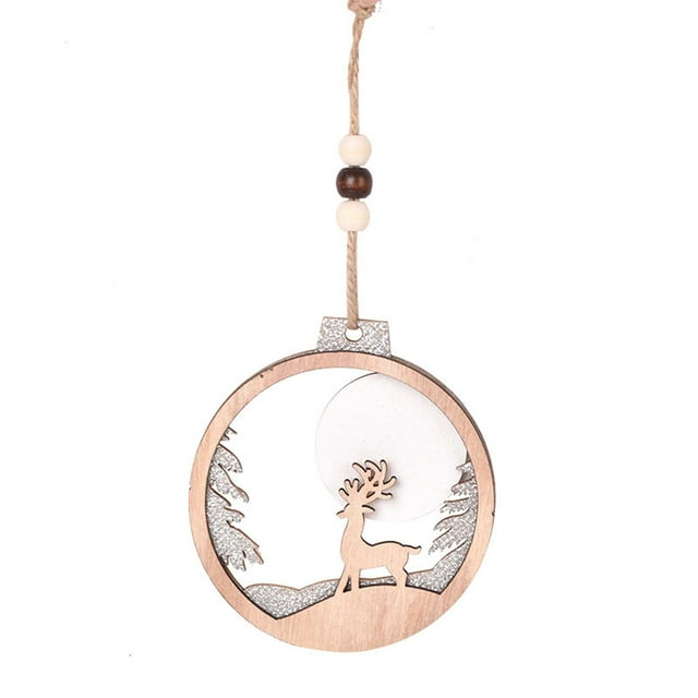 Fiudx Colgante de Árbol de Navidad, Diseño de Madera Tallada a Mano, Decoración Festiva, Decoración para Sala de Estar y Oficina, Perfecto para Árbol de Navidad, Tamaño 11,5 X 9 Cm, Juego de 1 Pieza