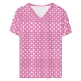 thumbnail image 4 of Tsesme Women's Polka Dot T-Shirt V Neck Short Sleeve Tops 2026 Fashion Loose Fits Summer Versatile Casual Tee ,Pinks,L, 4 of 5