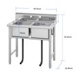 thumbnail image 5 of Utility Stainless Steel Sink, Commercial Kitchen Prep Sink Free Standing Single Bowl with Cold and Hot Water Pipe Undershelf Faucet for Restaurant Laundry Garage Bar Workshop 19.7" x 21.7" x 33.5", 5 of 9