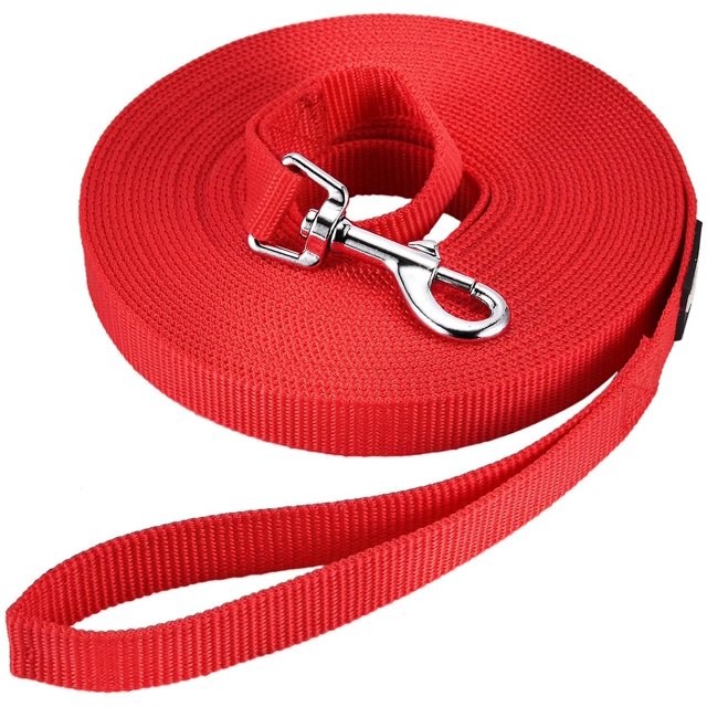 Correa de entrenamiento para perros, línea larga, para cachorros, obediencia, para perros, ideal para jugar, acampar, playa, patio trasero (l 30 pies, rojo) Feliz Sencillez