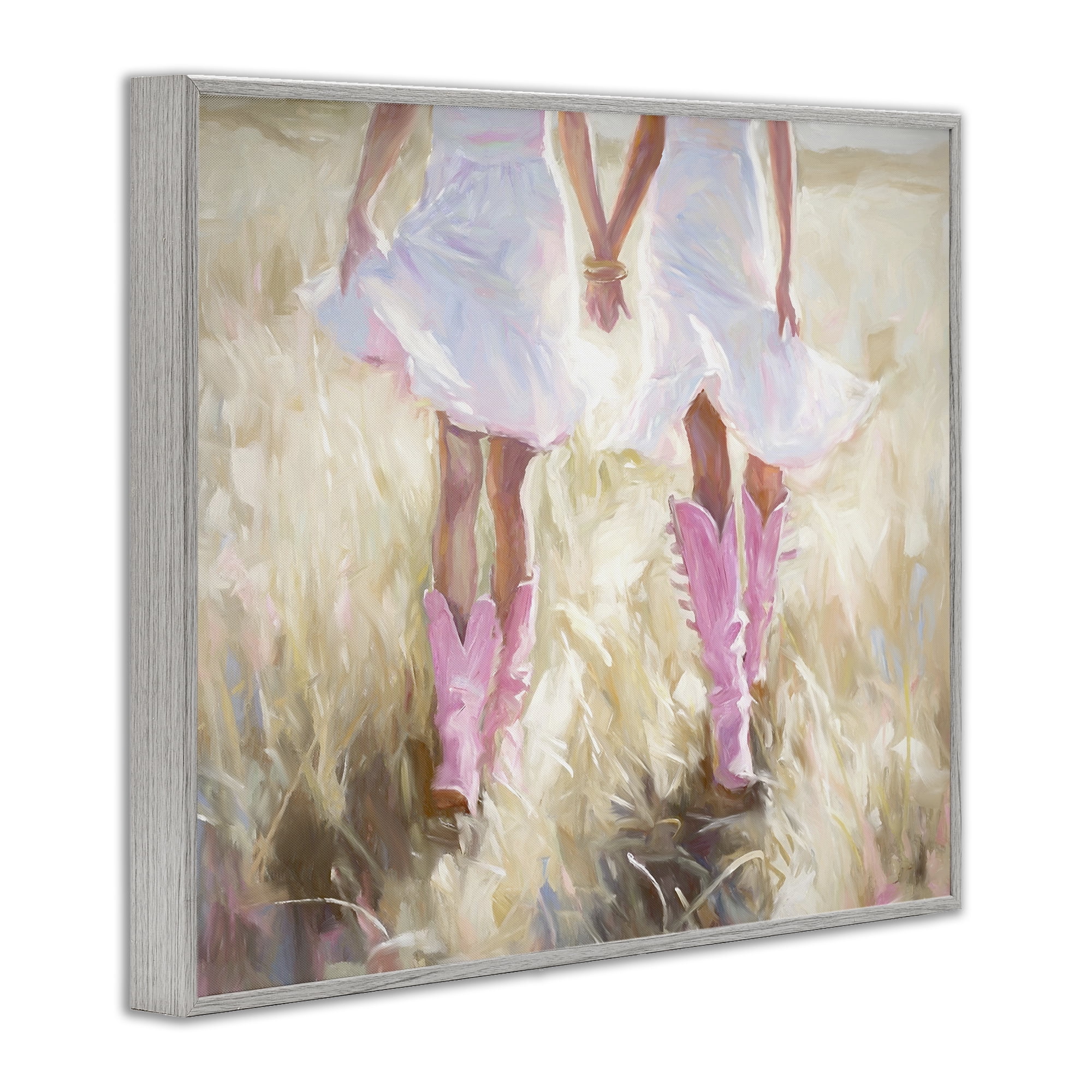 Stupell Industries Cowgirl Best Friends Novelty Painting Gray Framed Art Print Wall Art, 14 x 11