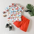 thumbnail image 2 of Boy Baby Clothes Toddler Dinosaur Print Outfits Kids Summer Cotton Elastic Printed Short Sleeved Sports 0 3 6 12 18 24 Months Crew Tank Tees+Shorts Tops Shorts Set 2PCS, 2 of 7
