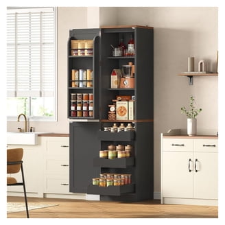 Hodedah 4-Door Kitchen Pantry with 4-Shelves, Beech - Walmart.com