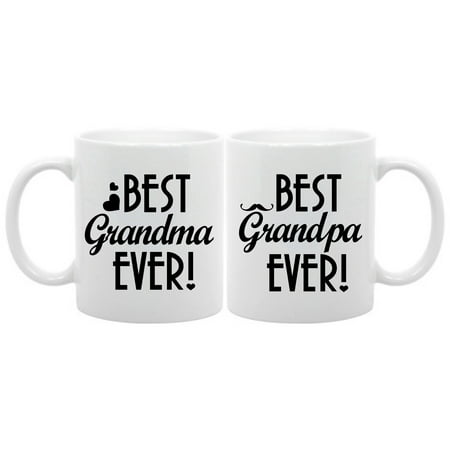 Coffee Mug Set Best Grandma Ever, Best Grandpa Ever (Best Grandma And Grandpa Mugs)