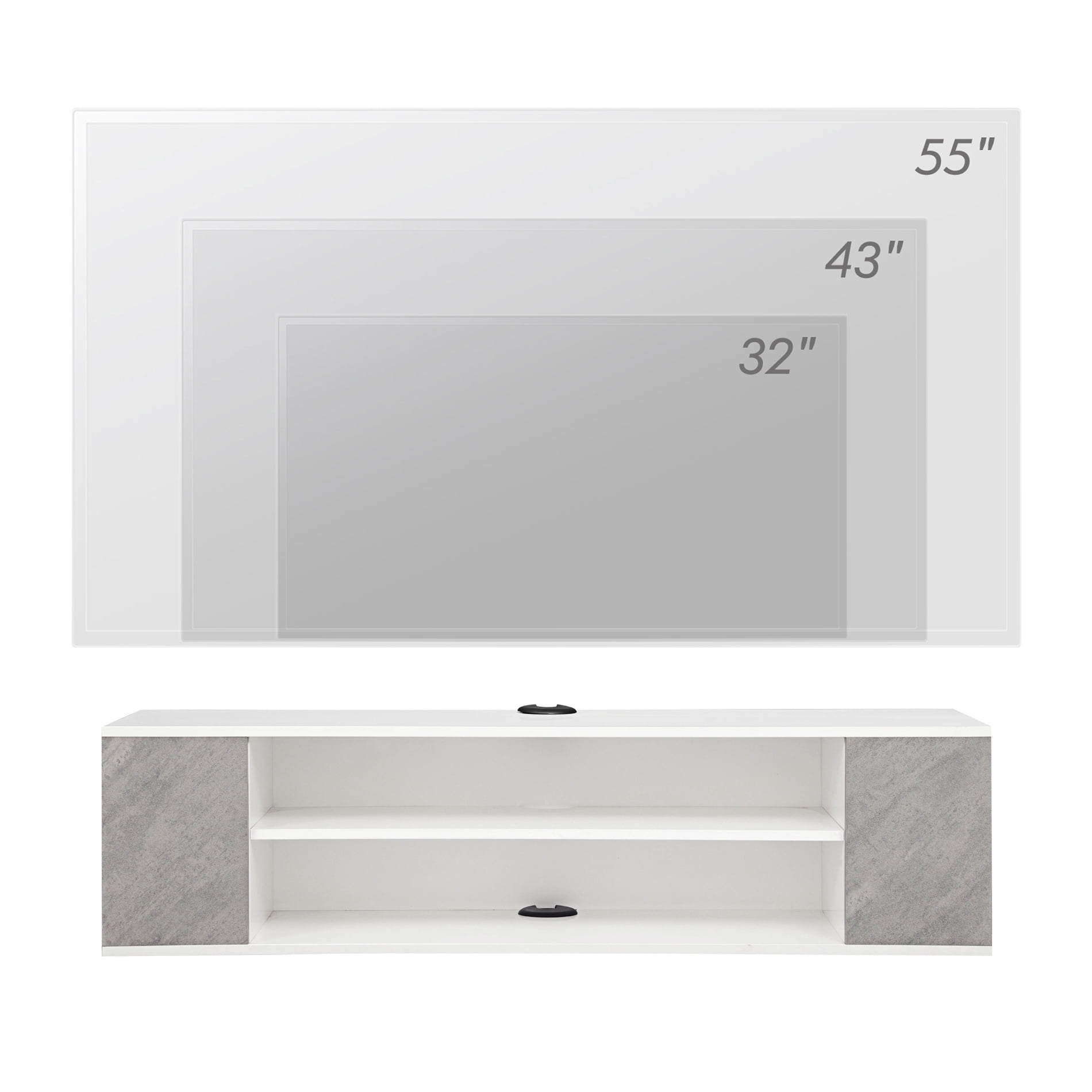 Grey&White Floating TV Stand Wall Mounted, Modern Floating Media Storage Shelves TV for Wall, 39.3 inch