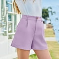 thumbnail image 2 of LIIPEE Girls Boys Dress Shorts Solid Color Stretch High Waist Wide Leg Uniform Shorts With Pockets Boys Comfort Fishing Shorts,Purple,13-14 Years, 2 of 6