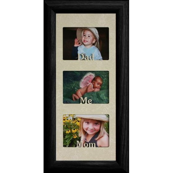Dad Me Mom Triple 2 X3 Wallet Black Photo Frame Holds Three Landscape 2x3 Pictures
