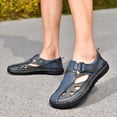 thumbnail image 5 of Men's Stylish Leather Hollow Sandals Closed Toe Hook Loop Head Soft Bottom Wading Sandals Lightweight Walking Sandals for Hiking Fishing Casual Summer Wear,Blue 44(US-10), 5 of 5