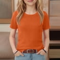 thumbnail image 5 of CPNG Girls Daily Ribbed Knit T Shirt Comfortable Stylish Solid Color Summer Casual Crewneck Short Sleeves T Shirt(Orange,11-12 Years), 5 of 6