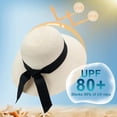 thumbnail image 2 of Womens Straw Hats Wide Brim Summer Visor Beach Sun Hat Packable UPF UV Foldable Travel, 2 of 6