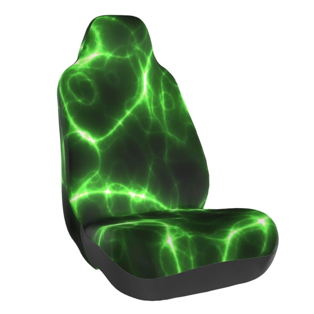 Wukai Green Lightning Full Set Car Seat Covers with Soft Padding Universal Auto Front Seats Protector and Cushion Mat