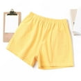 thumbnail image 6 of Bbyeadc Women's Linen shorts Straight Leg Bottoms Solid Color Comfort Elastic Waist Shorts Fashion Mid Waisted Bermuda,Yellow(S), 6 of 6