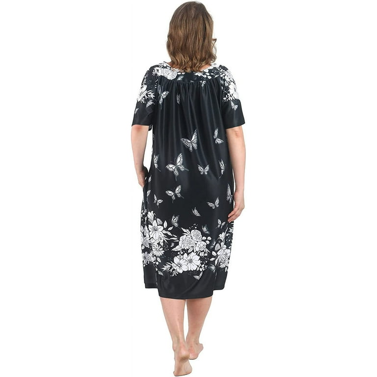 FEREMO Plus Size Nightgowns Womens House Dress with Pockets Short Sleeve Moomoo Nightgown Lounge Dresses for Women 1X 4X