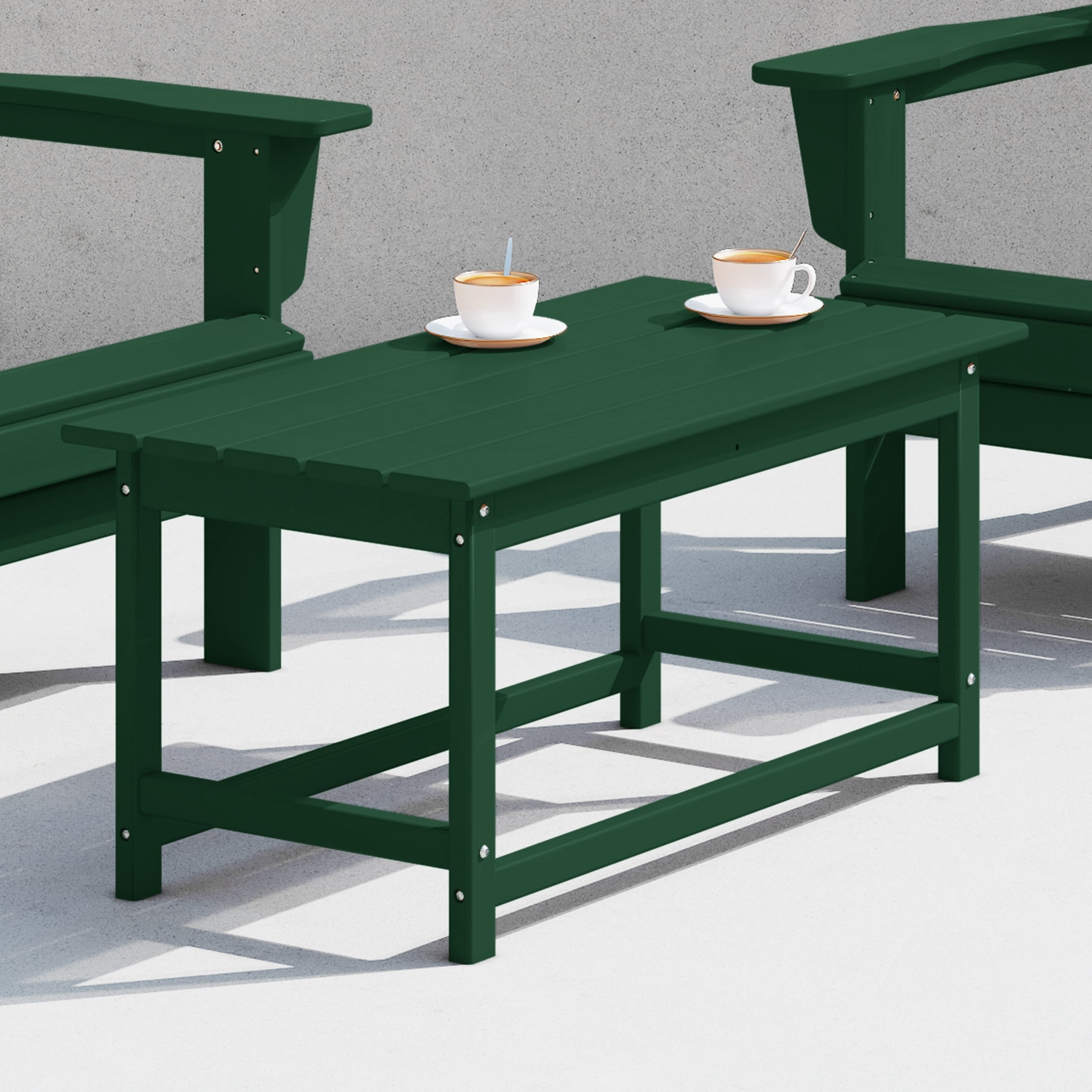 Westin Outdoor 35" Inch Adirondack Coffee Table for Patio Backyard UV Weather Resistant HDPE Plastic, Dark Green