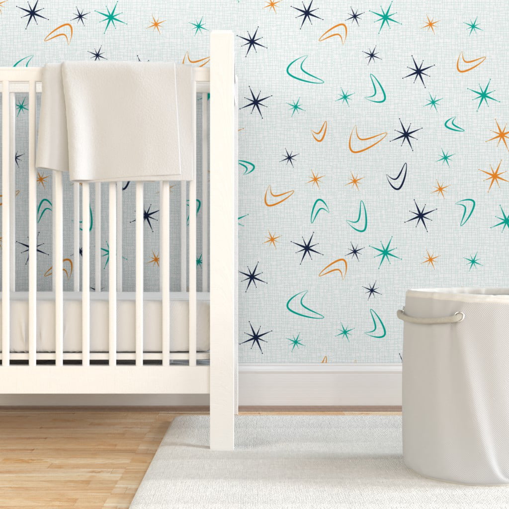 Nursery Kids Room Custom Printed Removable Self Adhesive Wallpaper Roll by Spoonflower Starbursts By Alchemiedesign Colorful Wallpaper