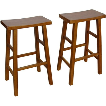 Mainstays Saddle Bar Stools 29" Set of 2 Walnut