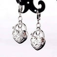 thumbnail image 2 of Floral Etched Heart Padlock Charm Earrings, 2 of 6