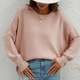 thumbnail image 4 of Fesfesfes Women Sweater Tops V-neck Loose Knitting Sweater Casual Solid Color Long Sleeve Tops or, 4 of 9