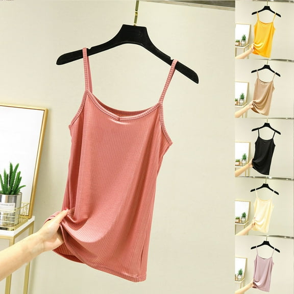 HaiMao Womens Spaghetti Strap Tank Top Scoop Neck Camisole Tops Loose Fit Casual Shirts Yellow XL(XL)