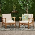 thumbnail image 3 of GDF Studio Abena Outdoor Acacia Wood Club Chairs with Cushions, Set of 2, Teak and Cream, 3 of 10