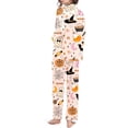 thumbnail image 3 of CONROSES Hallowmas Pajama Set for Women 2 Peice Halloween Pjs Ghost Pumpkin Graphic Long Sleeve Buttons Tops Pants Loungewear Sets Cozy Nightwear Sleepwear, 3 of 6